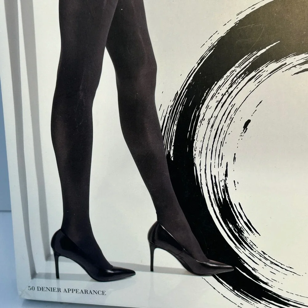 Natori Perfectly Opaque Charcoal Tights M/L‎ 50 Denier Appearance Control Top